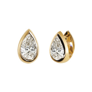 14kt gold baby teardrop diamond bezel hoop