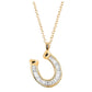 14kt gold baguette diamond good luck horseshoe charm necklace