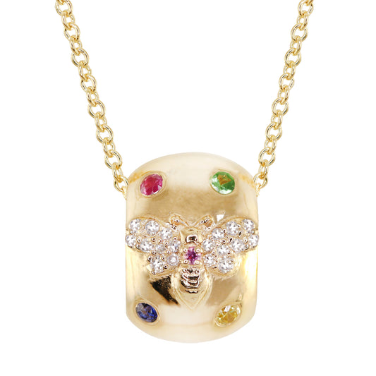 14kt gold honey bee rondelle bead necklace