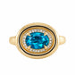 14kt gold and diamond blue zircon bubble ring