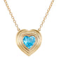 14kt gold zircon heart burst necklace