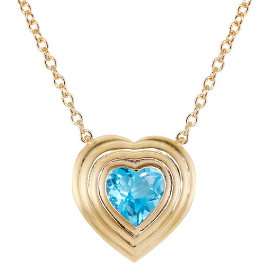 14kt gold zircon heart burst necklace