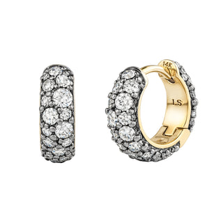 14kt gold and diamond black rhodium bubble hoop
