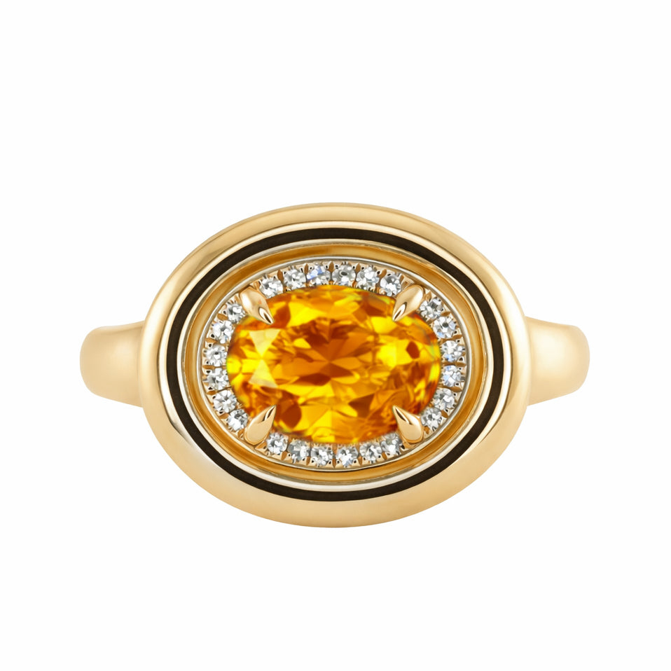 14kt gold and diamond citrine bubble ring