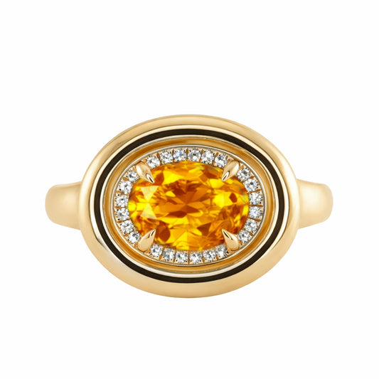 14kt gold and diamond citrine bubble ring