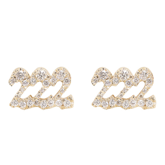 14kt gold and diamond 222 stud earring