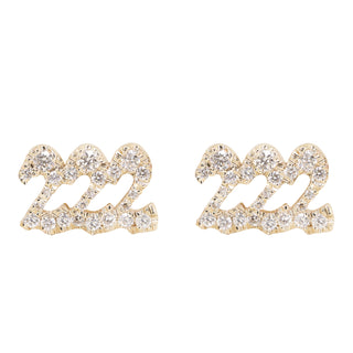 14kt gold and diamond 222 stud earring