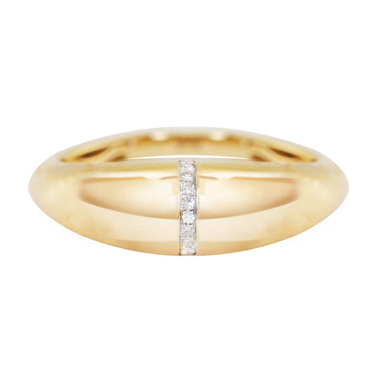 14kt gold diamond bar dome ring