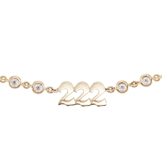 14kt gold diamond bezel 222 bracelet