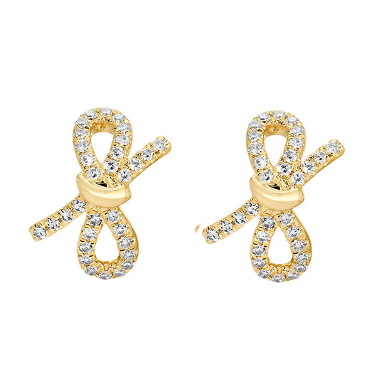 14kt gold diamond bow hoop