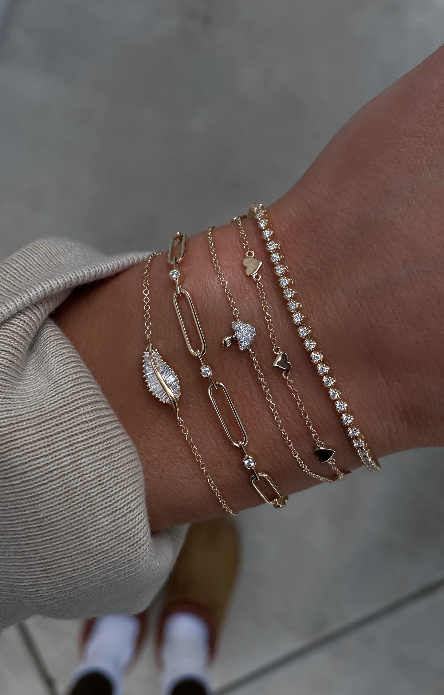 14kt gold diamond baby poppy tennis bracelet