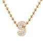 14kt gold grande diamond bubble initial necklace on ball chain