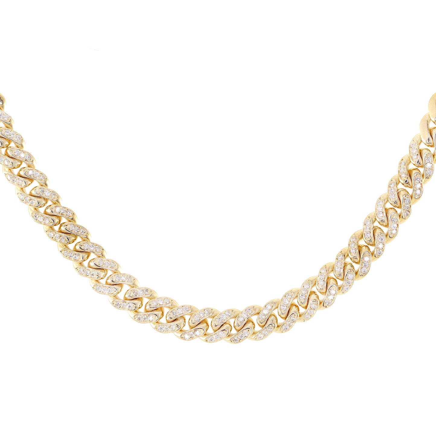 14kt gold and diamond cuban chain link necklace