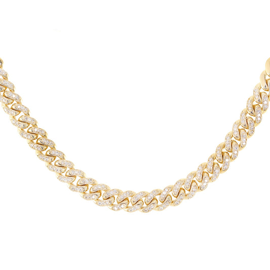 14kt gold and diamond cuban chain link necklace