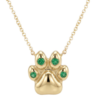 14kt gold gemstone LS x Labelle dog paw necklace