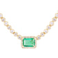 14kt gold and diamond emerald bezel necklace