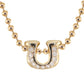 14kt gold diamond good luck horseshoe necklace on ball chain