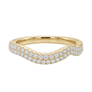 14kt gold curved diamond Marea band