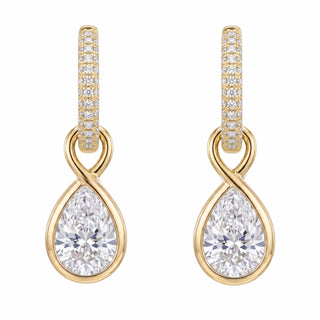 14kt gold and diamond teardrop Marea hoop earring