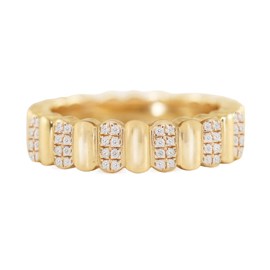 14kt gold diamond ribbed pinky ring