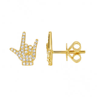 14kt gold diamond rock on studs