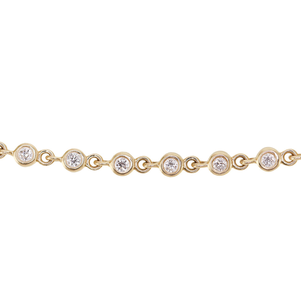 14kt gold multi diamond bezel row beaded bracelet