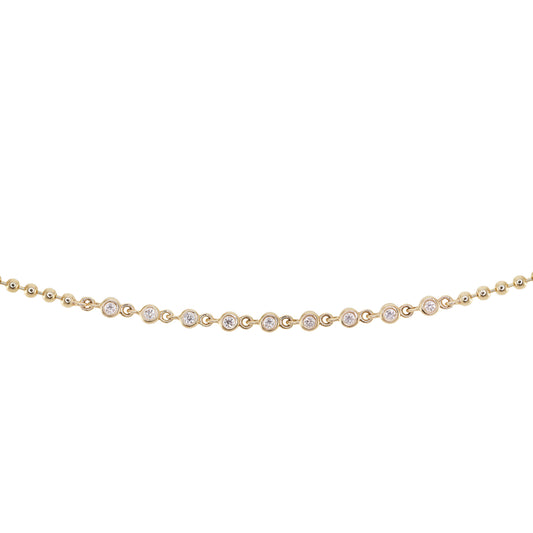 14kt gold multi diamond bezel row beaded bracelet