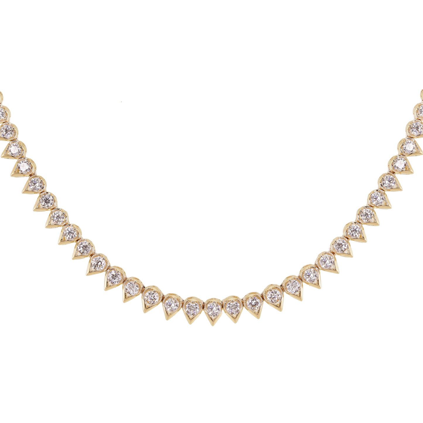 14kt gold diamond spike tennis necklace
