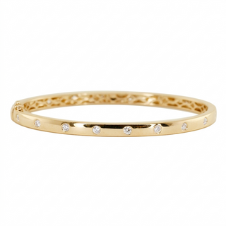 14kt gold and diamond stud bangle