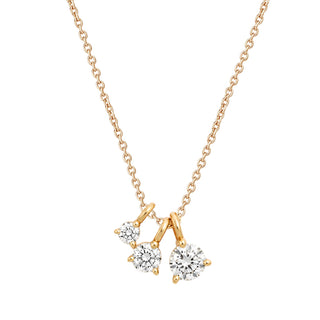14kt gold three diamond trio necklace