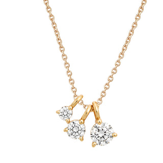 14kt gold three diamond trio necklace