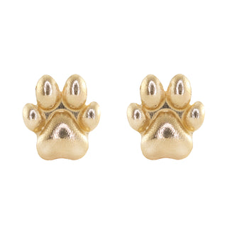 14kt gold dog paw stud