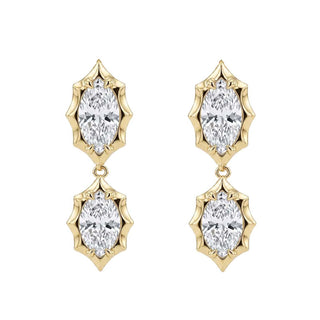 14kt gold double marquise diamond burst studs