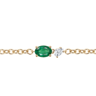 14kt gold diamond and emerald duo prong bracelet - Luna Skye