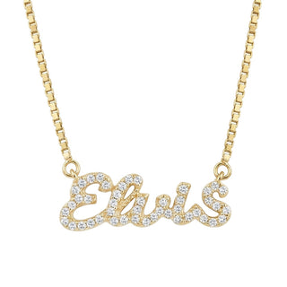 14kt gold diamond name necklace