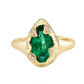 14kt gold and diamond emerald claw ring