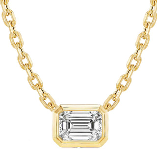 14kt gold emerald cut diamond bezel harlow necklace
