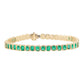 14kt gold emerald cut emerald bezel tennis bracelet