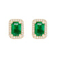 14kt gold and diamond emerald cut emerald stud