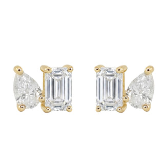 14kt gold diamond deco studs