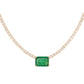 14kt gold and diamond solitaire emerald tennis necklace