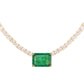14kt gold and diamond solitaire emerald tennis necklace