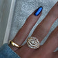 14kt gold feathered baguette diamond ring