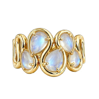 14kt gold five moonstone Marea ring