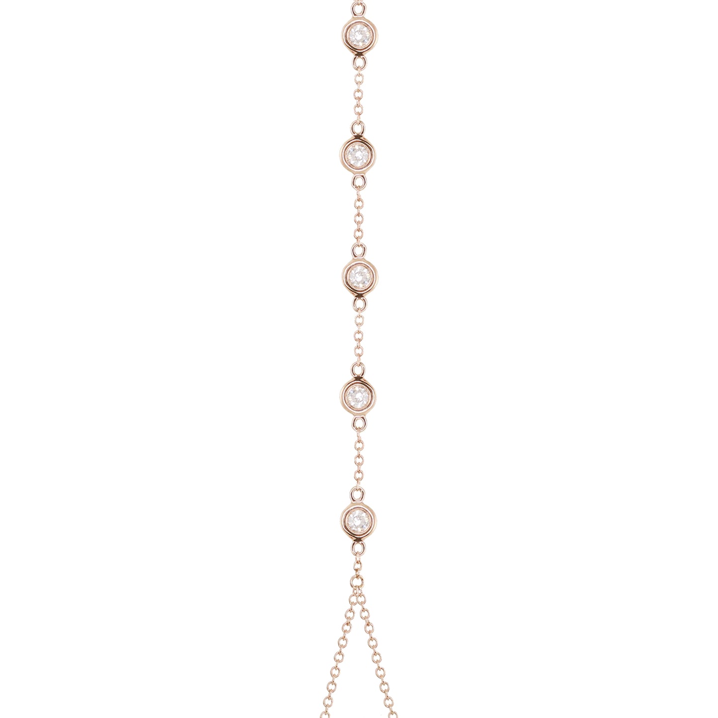 14kt gold five diamond bezel hand chain