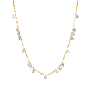 14kt gold scattered floating diamond drip necklace
