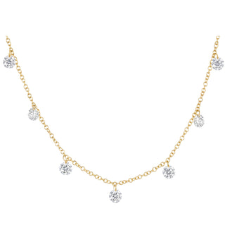 14kt gold nine floating diamond drip necklace