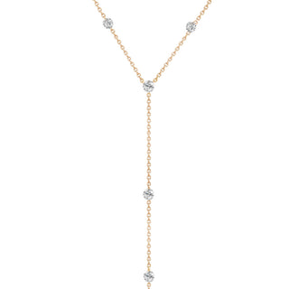 14kt gold floating diamond lariat necklace