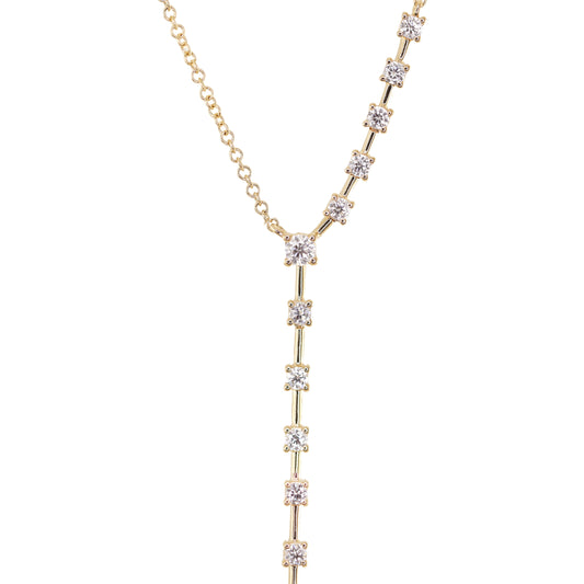 14kt gold floating diamond lariat necklace