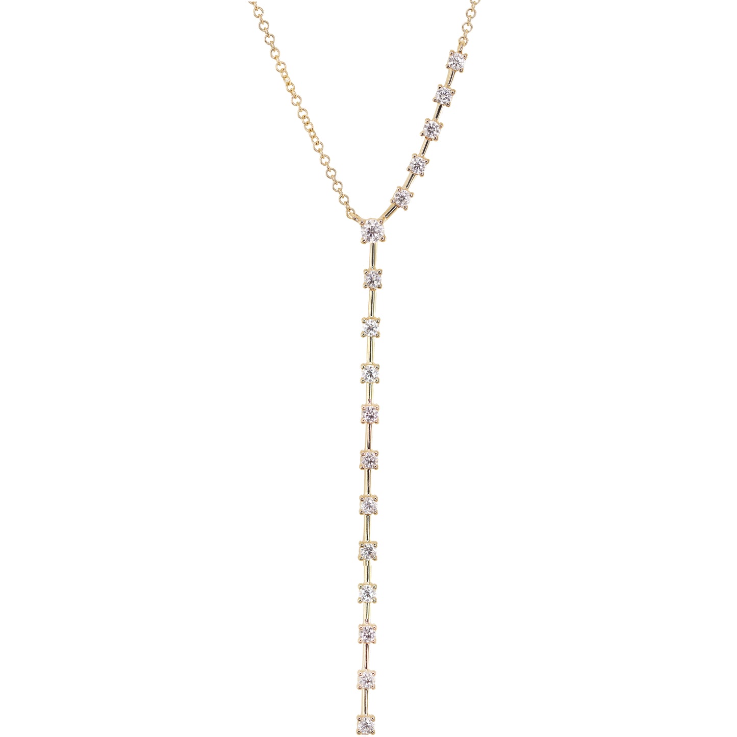 14kt gold floating diamond lariat necklace